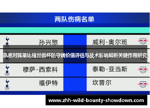 凯恩对阵莱比锡世俱杯防守端价值评估与战术影响解析关键作用研究
